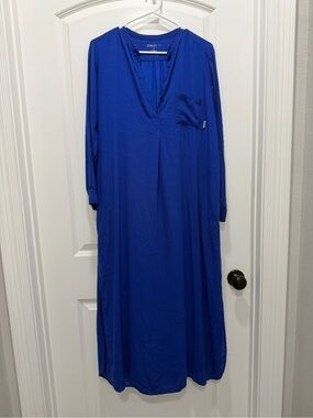 DKNY Royal Blue Long Sleeve V-Neck Dress/ Coverup